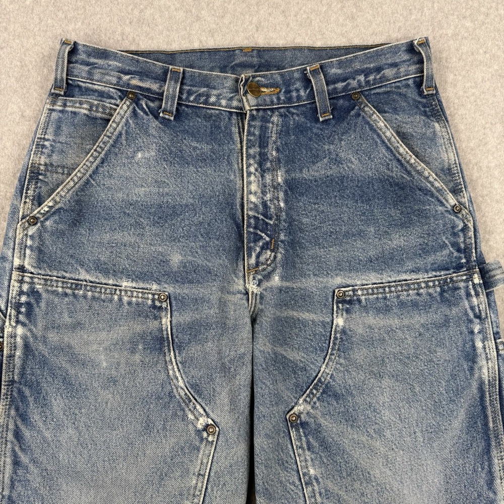 Vintage Carhartt Pants Mens 31x31 Light Wash Double Knee Rivets B73 Distressed - Picture 3 of 16